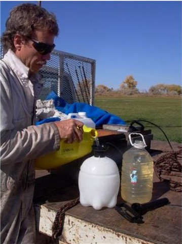 Wear safety glasses when pouring. Keep rinse water handy.